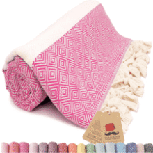 Turkish Beach Towel: Quick Dry, Sand Free - Hot Pink Diamond