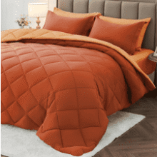 Twin Comforter Set - Burnt Orange & Camel Bedding Set