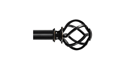 Twisted Cage Curtain Rod - 66-120 Inch Black Drapery Rod