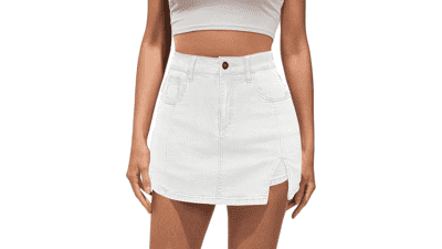 Vetinee Women's Denim Skort - High Waisted Y2K Trendy Skirt
