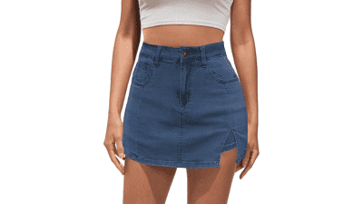 Vetinee Women's Denim Skort: High Waisted Y2K Trendy Skirt