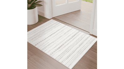 Washable Grey Boho Rug - Soft, Non-Slip Accent Rug