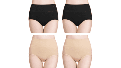 Wirarpa Women's High Waisted Cotton Underwear - 4 Pack