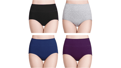 Wirarpa Women's High Waisted Cotton Underwear - 4 Pack