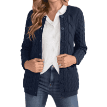 Women's Cable Knit Cardigan - Button Up Sweater Coat