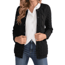 Women's Cable Knit Cardigan - Button Up Sweater Coat