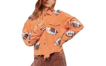Women's Cropped Corduroy Sequin Jacket
