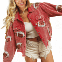 Women's Cropped Corduroy Sequin Jacket