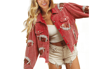 Women's Cropped Corduroy Sequin Jacket