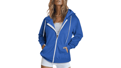 Women's Full Zip Hoodie: Long Sleeve Jacket with Pockets