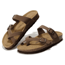 Women's Leather Cork Sandals - Summer Beach Slides