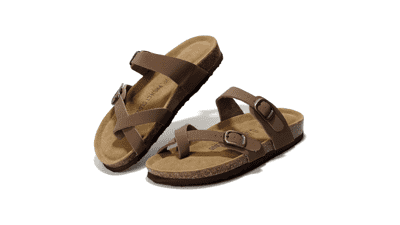 Women's Leather Cork Sandals - Summer Beach Slides