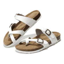 Womens Leather Sandals: Comfortable Cork Footbed Slides
