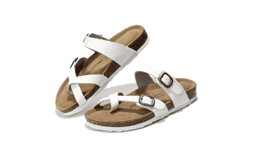 Womens Leather Sandals: Comfortable Cork Footbed Slides