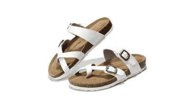 Womens Leather Sandals: Comfortable Cork Footbed Slides