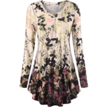 Womens Long Sleeve V-Neck Tunic Top