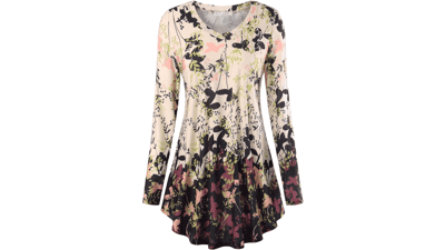 Womens Long Sleeve V-Neck Tunic Top