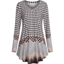 Women's Long Sleeve V-Neck Tunic Top