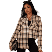 Women's Plaid Flannel Shirt - Oversized Buffalo Plaid Blouse