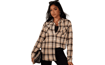 Women's Plaid Flannel Shirt - Oversized Buffalo Plaid Blouse