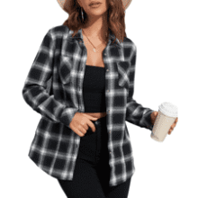 Women's Plaid Flannel Shirt: Oversized Long Sleeve Button Down
