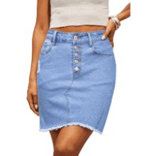 Women's Ripped Denim Skirt - Stretchy & Frayed