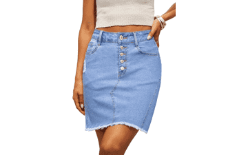 Women's Ripped Denim Skirt - Stretchy & Frayed