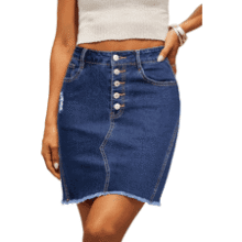 Women's Stretchy Ripped Denim Skirt