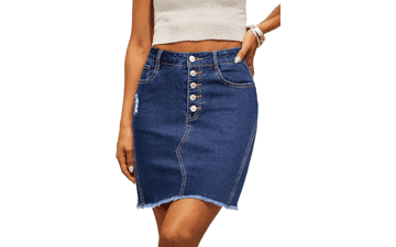 Women's Stretchy Ripped Denim Skirt