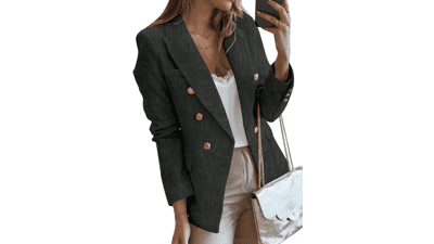 Women's Tweed Blazer - Double Breasted Jacket