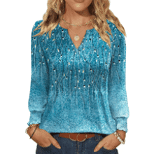 Women's V Neck Long Sleeve Pleated Top