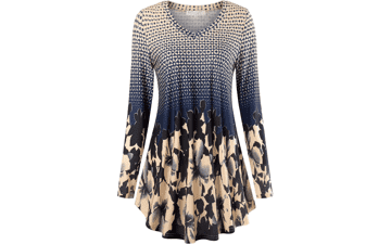 Women's V-Neck Tunic Top - Long Sleeve Blouse for Leggings