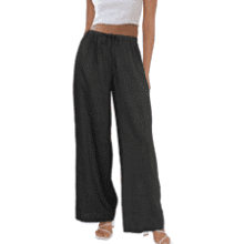 Women's Wide Leg Palazzo Pants - Cotton Linen Trousers with Pockets
