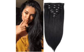 14" Clip in Black Remy Hair Extensions