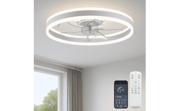 20" Low Profile LED Ceiling Fan - Modern Flush Mount with Remote