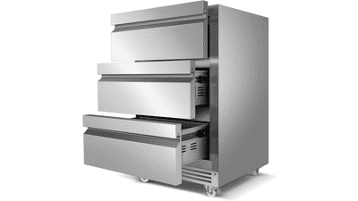 3-Tier Stainless Steel Beverage Refrigerator with Wheels