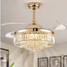 42'' Gold Crystal Fandelier Ceiling Fan with LED Light