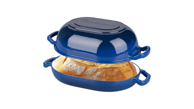 7QT Enameled Cast Iron Sourdough Bread Dutch Oven - Blue
