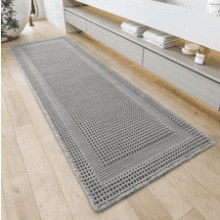 AMOAMI Grey Waffle Bath Mat: Soft, Absorbent, Non-Slip - 2x4 ft