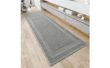 AMOAMI Grey Waffle Bath Mat: Soft, Absorbent, Non-Slip - 2x4 ft