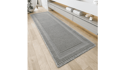 AMOAMI Grey Waffle Bath Mat: Soft, Absorbent, Non-Slip - 2x4 ft