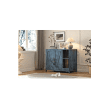 Blue Cat Litter Box Enclosure with Storage - Dog Proof & Self-Cleaning Compatible