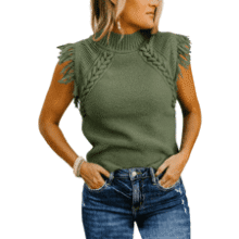 Boho Fringe Knit Sweater Vest for Women