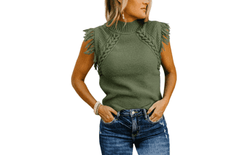 Boho Fringe Knit Sweater Vest for Women