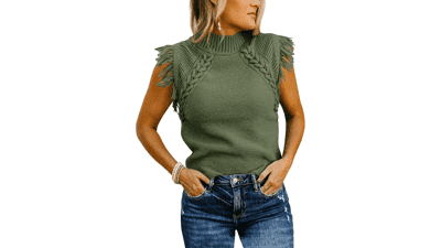 Boho Fringe Knit Sweater Vest for Women