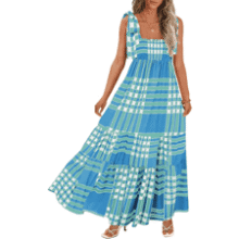 Boho Maxi Dress - Women's Summer Spaghetti Strap Long Dress