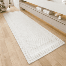 Boho White Waffle Bath Mat - 2'x6' Absorbent Non-Slip Bathroom Rug