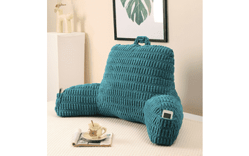 Cozy Green Corduroy Reading Pillow with Armrests