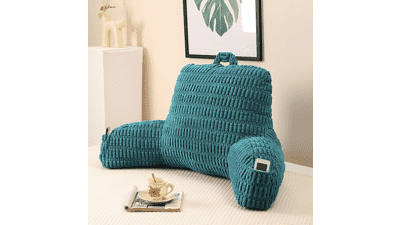 Cozy Green Corduroy Reading Pillow with Armrests