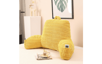 Cozy Yellow Corduroy Reading Pillow with Arms - Standard 17"